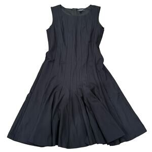 Land's End Black Sleeveless Pleated Fit Flare Dress Size 8